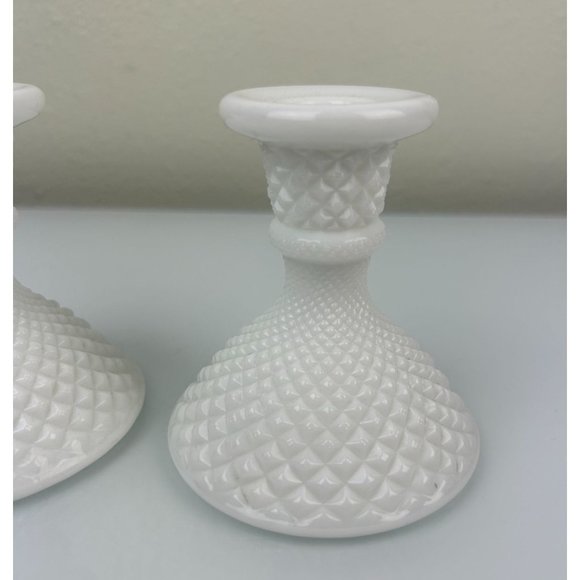 WESTMORELAND Authentic Milk Glass Set of 2 Hobnail Candle Holders White Home - Picture 4 of 12